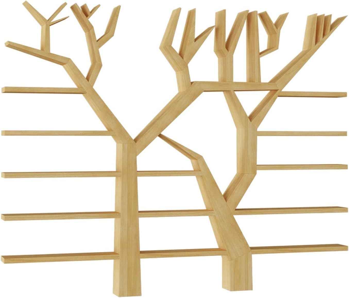 KIZQYN Bookcase Tree-Shaped Bookshelf Wall Display Floor-to-Ceiling Creative Multi-Layer Shelf Assembly Bookcase Bookshelf (Color : Wood, Size : 160Cm)