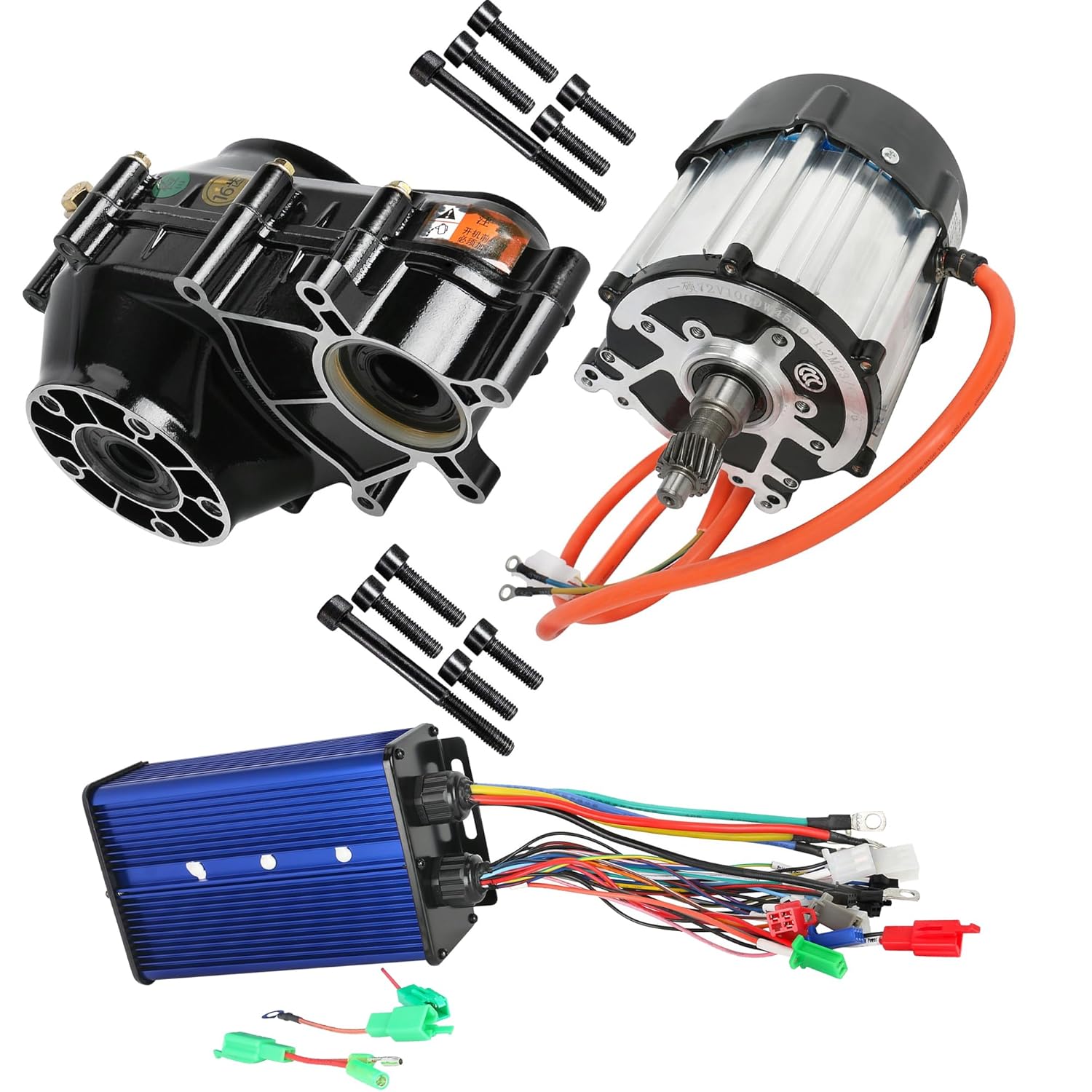 72V 1500W Brushless Differential Motor with Gearbox Transmission and Speed Controller 4900RPM DC Electric Motor Kit for Axle Go Kart ATV Golf Cart Buggy Quad Trike Electric Vehicle Conversion
