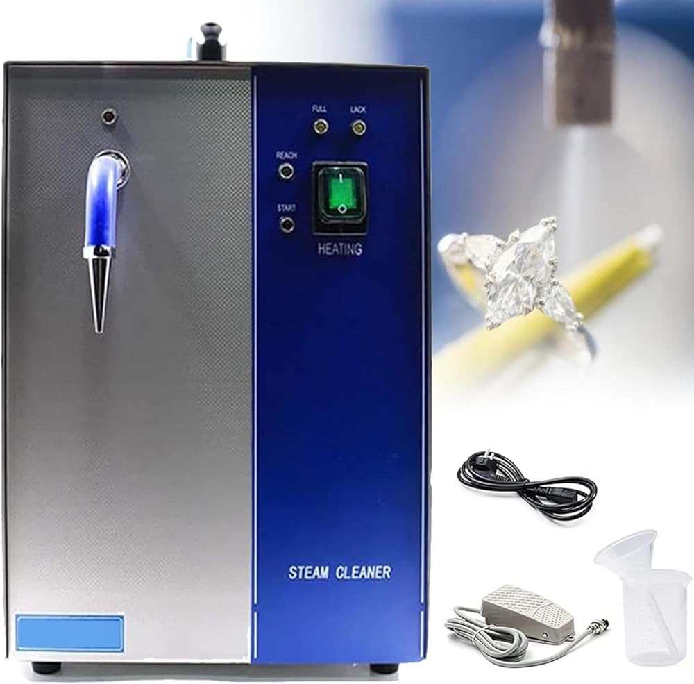 GEHPYYDS 2L/4L Jewelry Steam Cleaner with Pedal 1300W/2200W Professional Stainless Steel Jewelry Steamer Machine for Silver & Gold,Pressure Adjustable for Cleaning Jewelry/Silver/Gold,4L
