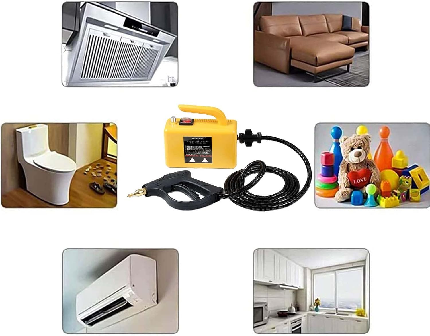 High Pressure Steam Cleaner,Pressure Steam Cleaner,Household Grout Tile Car Detail Kitchen Bathroom,Yellow-220V