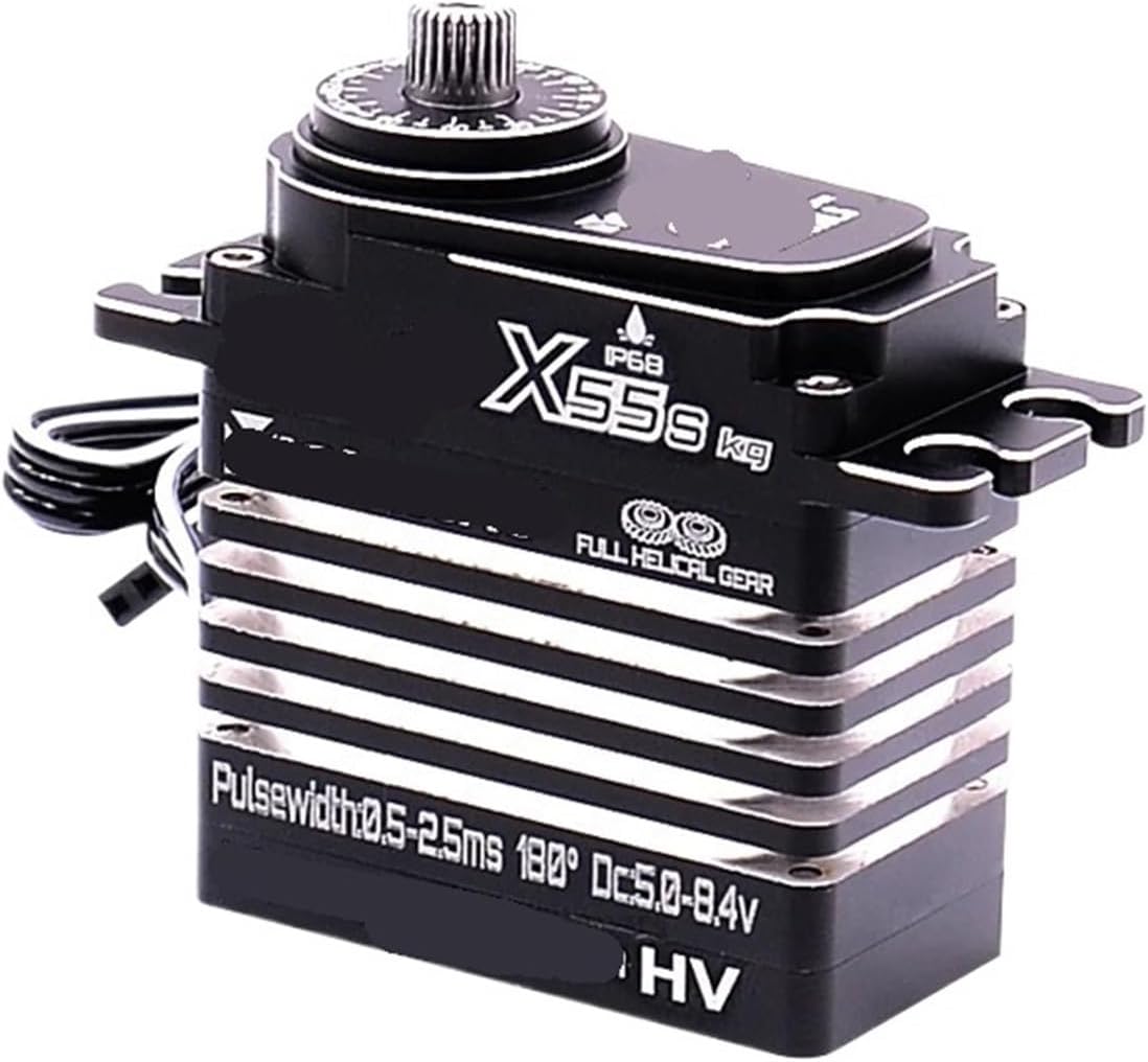 High Torque Magnetic Induction 8.4v brushless 55kg servo Steel helical Gear Waterproof IP68(55kg 180 Degree)