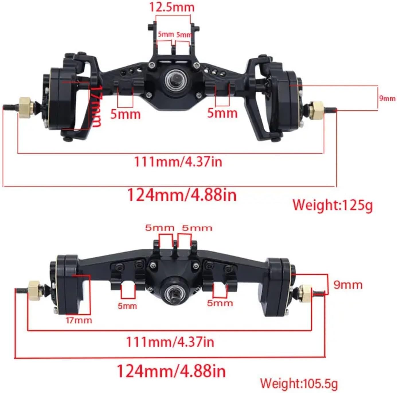 RC Car Upgrade Parts for TRX4M 1/18 RC Crawler Upgrade Parts Brass Front Rear Portal Axle Replacement Modified