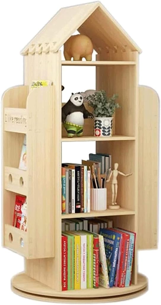 PAASHE 360°Rotating Bookshelf Multi-Layered Pine Bookcase Books Living Room Office Rack Bookcase Simple Nordic Bookshelves