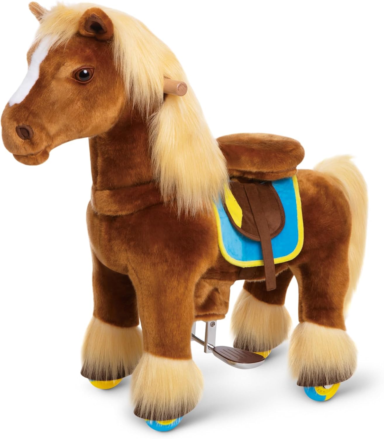 PonyCycle Ride on Brown Horse Toys Walking Horse Premium Model X, No Battery No Electricity Mechanical Brown Color Giddy up Pony Plush Toy Ride on Animal Size 3 for Age 3-4 Years X36