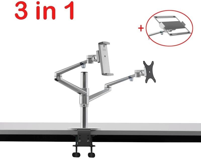 OL-3T Aluminum 3-in-1 height-adjustable desktop double-arm 17-32-inch monitor stand + 10-17-inch laptop stand + 14-inch stand(Silver)