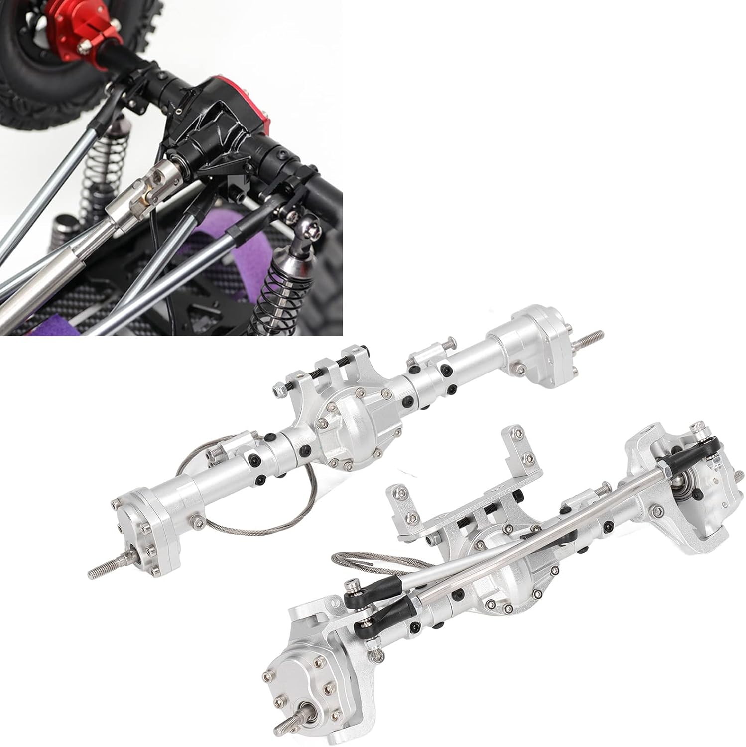 Front Rear Portal Axle, High Performance Metal Rear Portal Axles with Pedal Servo for Axial SCX10 I II III AXI03007 YK4082