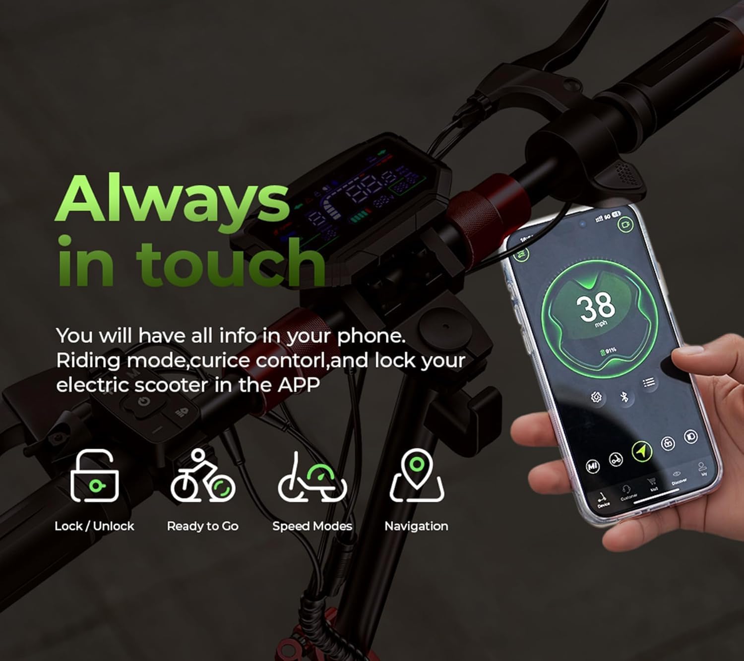 isinwheel GT1/GT2 Electric Scooter Adults, 28 MPH Top Speed, 28/37Miles Range, 800/1000W Motor, 330LBS Load, Off-Road Scooter for Adults with Turn Signal (2025 Upgraded Version)