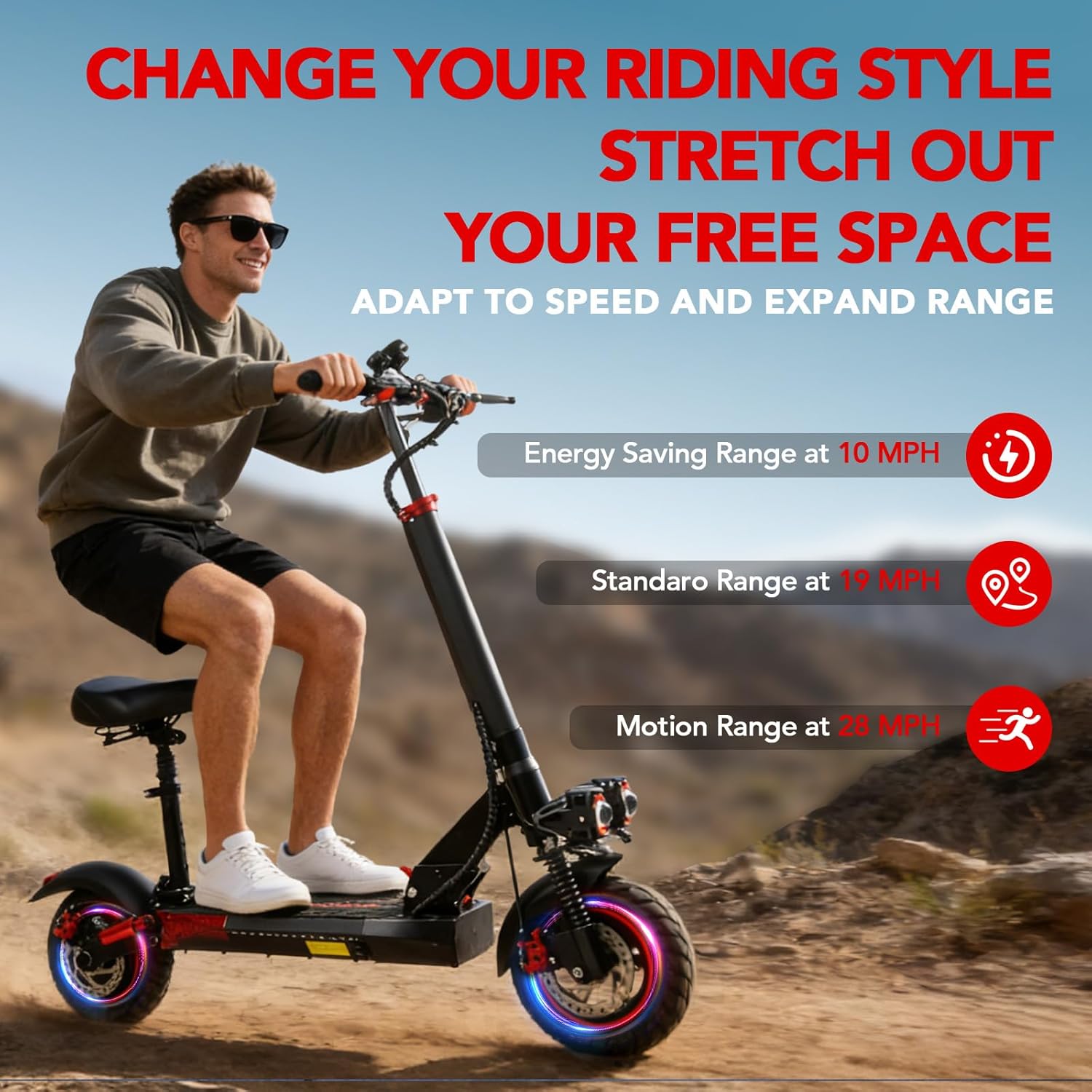 Electric Scooters 800W Motor, 28 MPH Top Speed, 20-28 Miles Range,10