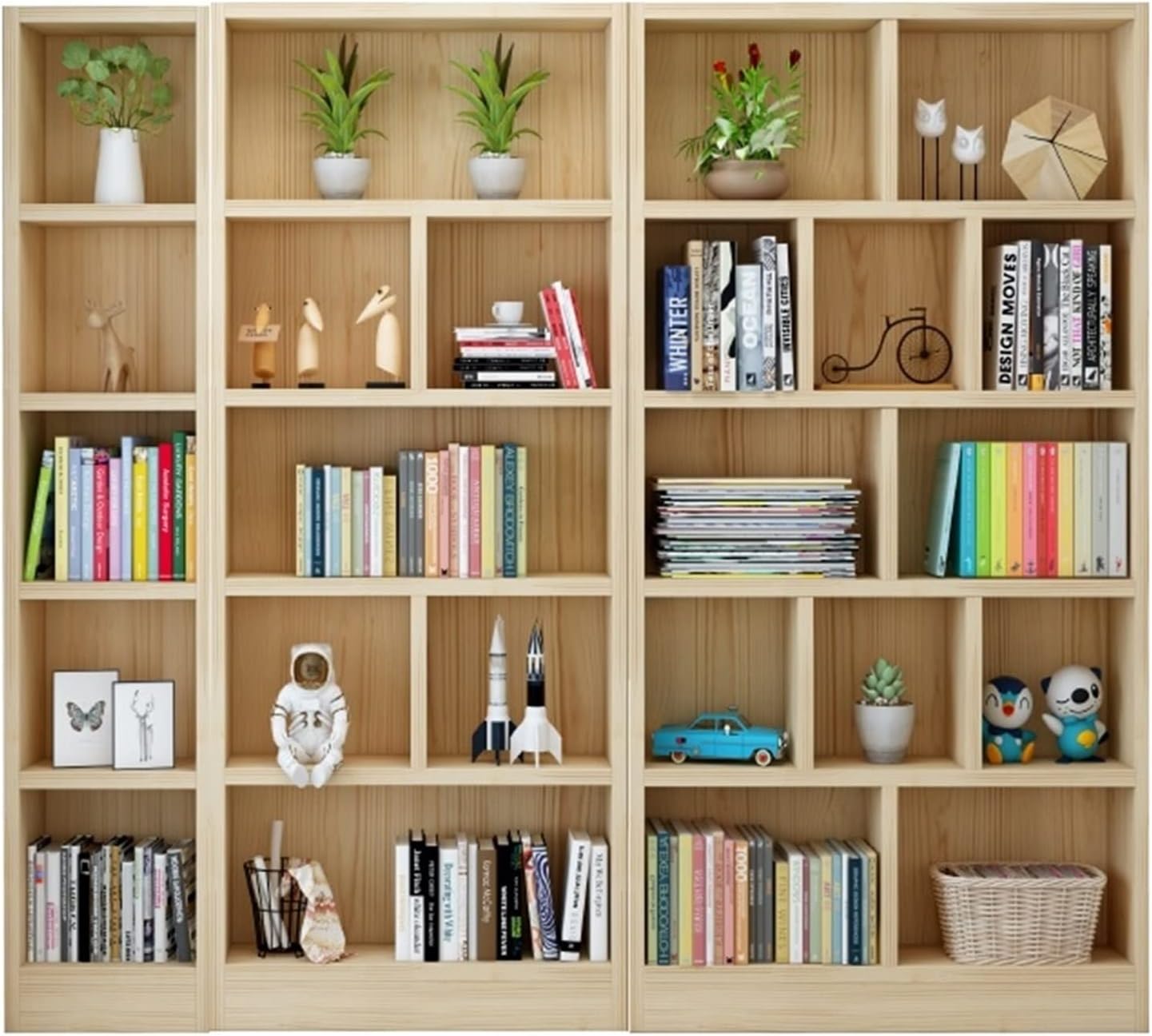 All Solid Wood Bookshelf, Pine Floor Shelf, Children's Bookcase Locker Corner Storage Cabinet (Color : 180x24x24cm Semicircle Bookshelf) (180x220x24cm (ACD))