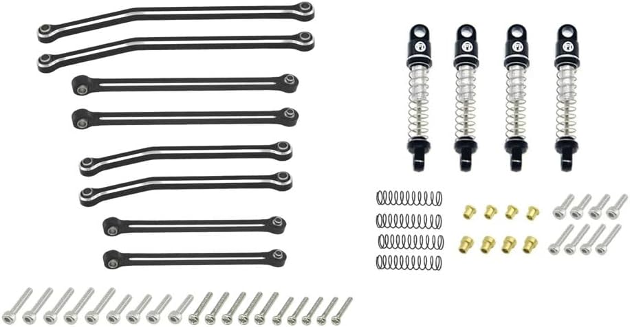 HotTeam Aluminum 17set Front/Rear axle 0.7'' Offset Brass Wheel and tire Gearbox and Rod Link Drive Shaft +4mm CVD 25mm Shock and Chassis with Magnet Fit Stock Body and Gear for AXIAL SCX30 RC Parts