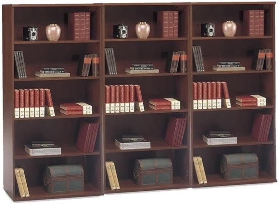 BBF Bush Business Furniture Series C 5 Shelf Wall Bookcase in Hansen Cherry