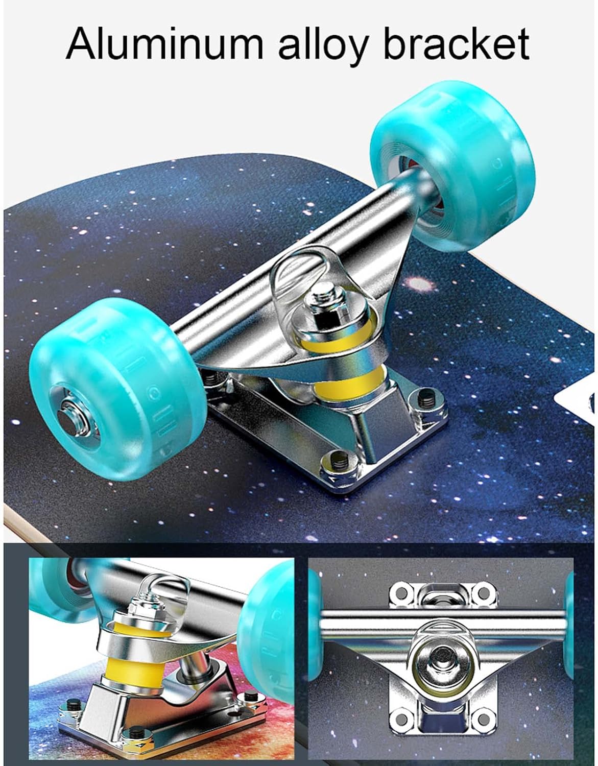 Skateboard 7-Layer Maple Deck with Colorful Flashing Wheels, Standard Skateboards for Beginners, Teens, Adults, Birthday Gift