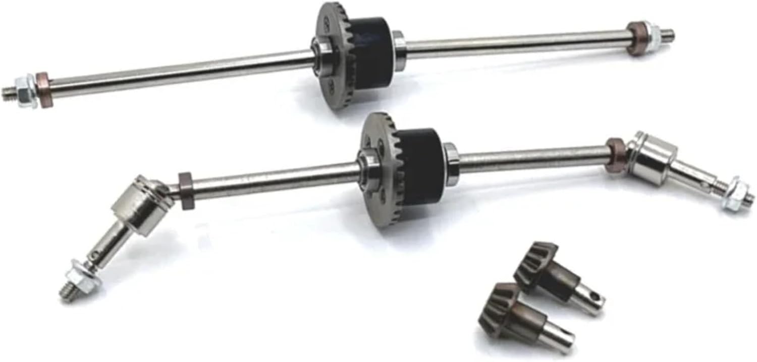 RC Car Repair Kit for MN128 MN86 MN86S MN86K MN86KS 1/12 Metal Front and Rear Differential Axle Complete Set RC Crawler Car Upgrade Parts(Silver Red,1 Set (2pcs))