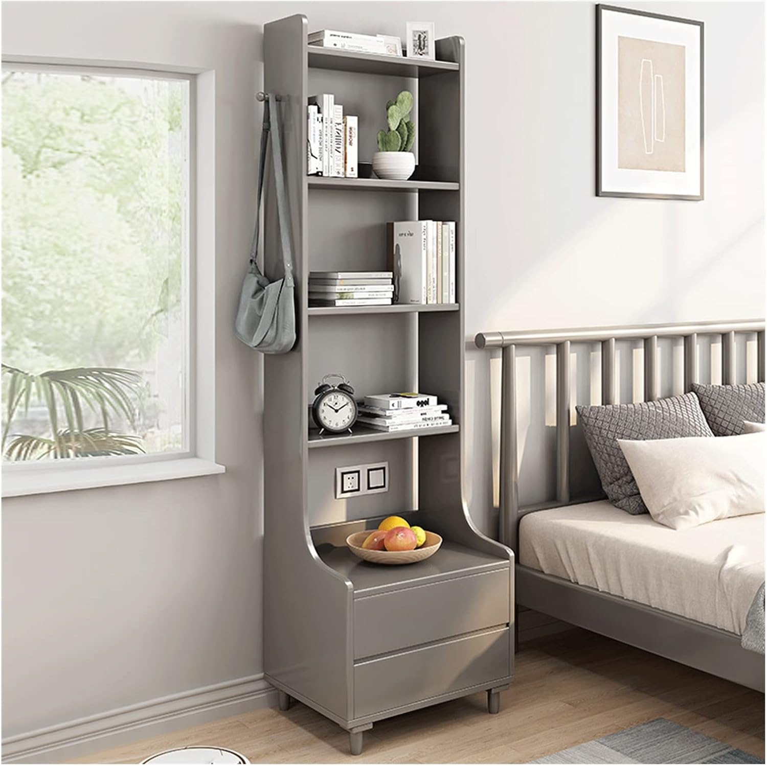 moisture Independent Bookcase Organizer Shelf Bedroom Bookshelf Home Bedside Storage Cabinet Living Room Simple Bookcase Balcony Storage Rack Bookshelf for Bedroom (Color : D)