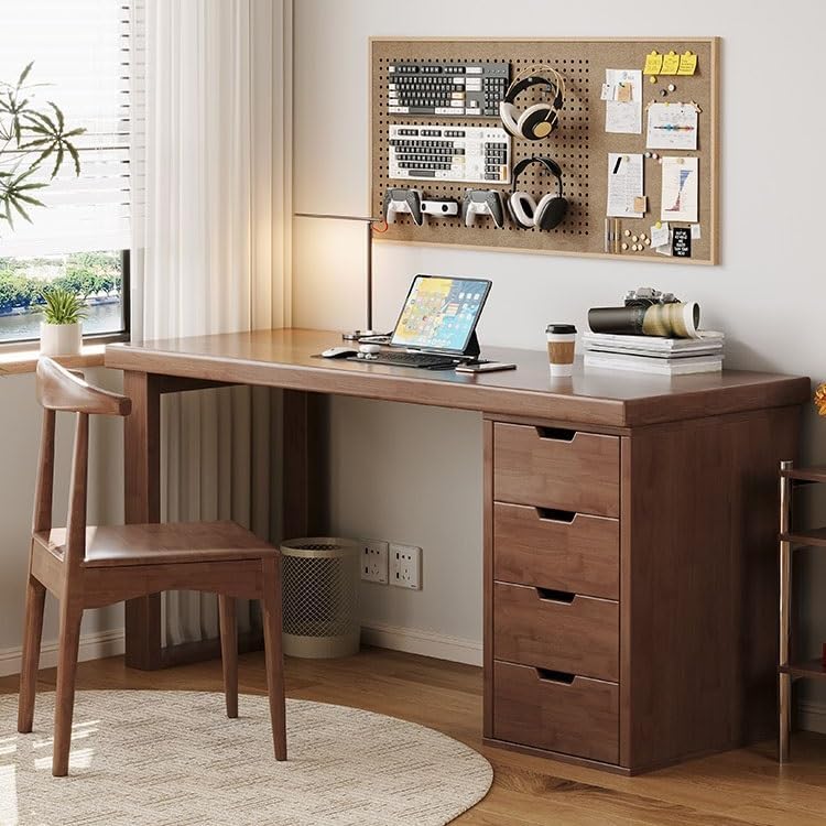 Desk Organizers Thickened Solid Wood Study Desk Writing Desk Study Desk Home Simple Workbench Bedroom Desktop Computer Desk Desk Standing Desk(140 * 60 * 75cm)