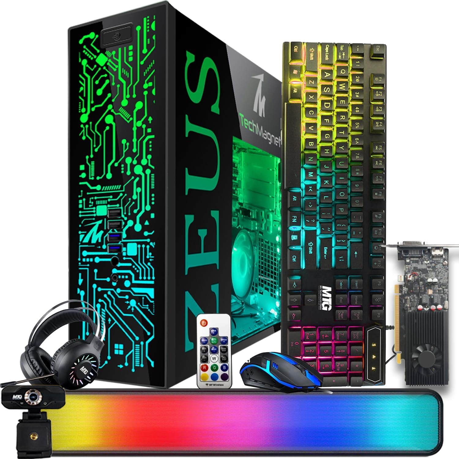 TechMagnet Gaming Desktop PC, Intel i5 6th Gen, Zeus Pro 6, GT 1030 2GB DDR5, 16GB RAM ARGB, 256GB SSD, RGB Kit, Windows 11 (Renewed)