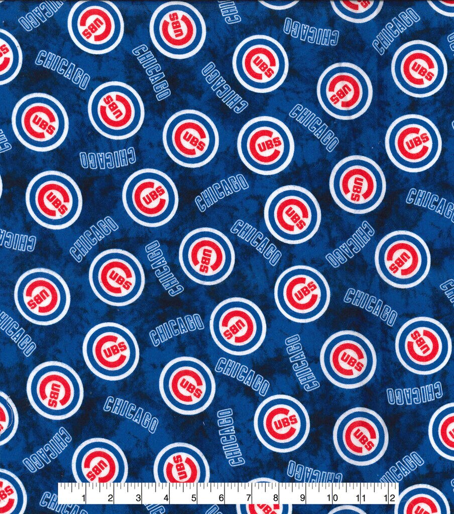 Fabric Traditions Chicago Cubs Flannel Fabric Tie Dye