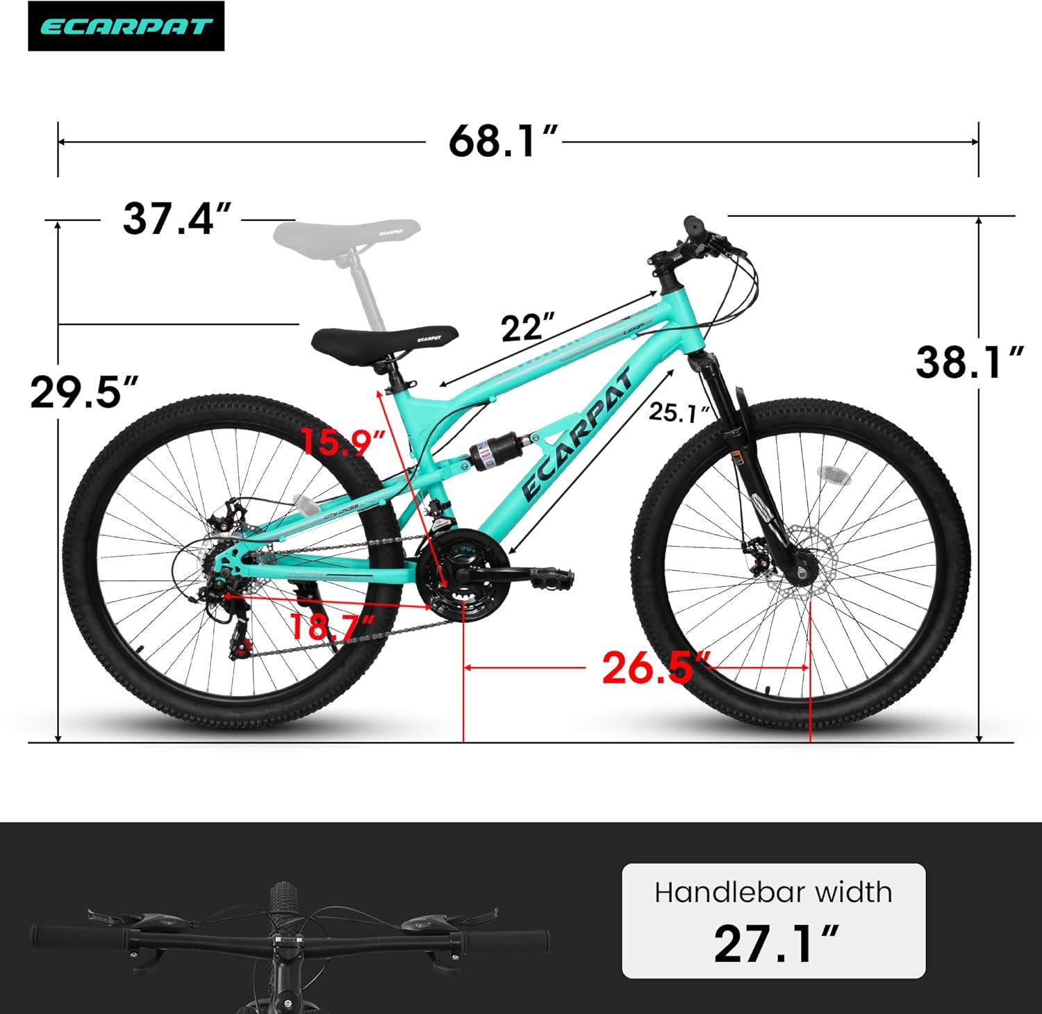 20 Inch Kids Bike, 7-Speed Road Bike for Boys & Girls with Bell, Front Suspension, Front and Rear Disc Brakes, High-Carbon Steel Frame, Bicycle for Ages 6-12