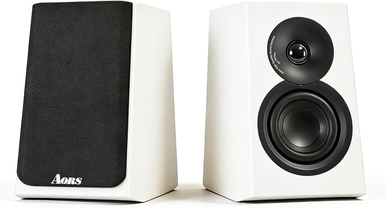 AORS Active Bookshelf Speakers for TV & Desktop Powered Stereo Bluetooth 5.3 Speaker with Optical & RCA Inputs