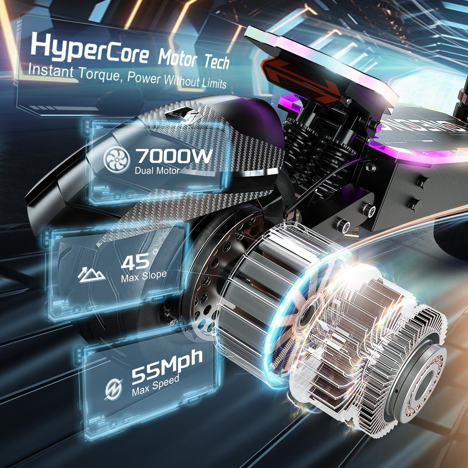 Electric Scooter Adults, 5600W/7000w Dual Motors with 60/70 Miles Range Battery, Up to 50/55 MPH Top Speed, 11