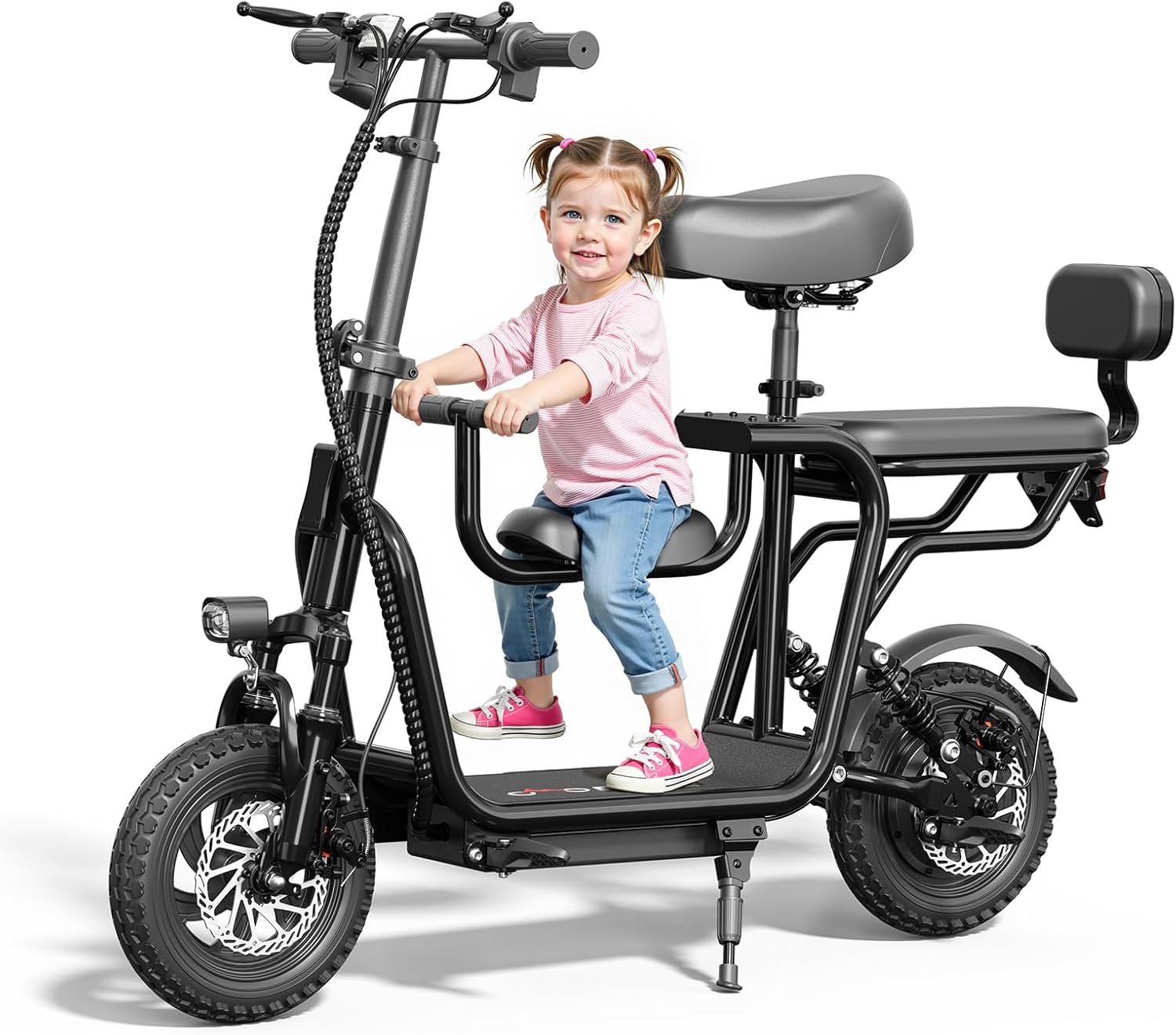 48V/36V Electric Scooter with Seat, Adult E Scooters with Seat, 372W-750W Motor, 6-20 Miles, 18.75mph/17.4mph/11.18mph, Electric Scooter for Adults, Dual Brakes, 14