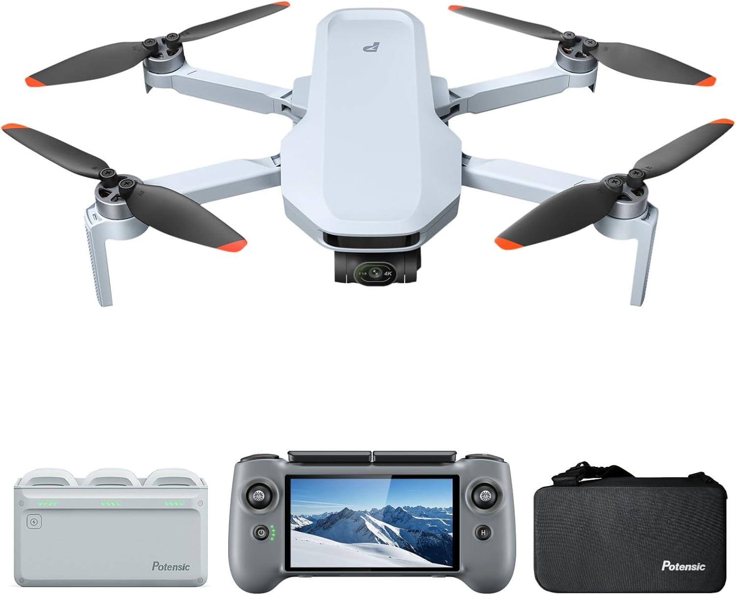 Potensic ATOM 2 Fly More Combo with RC PTD 1, Drones with Camera for Adults 4K Video, 8K Photo, 10KM Transmission, 96 Mins Flight, 3-Axis Gimbal, AI Track, Vertical Shooting, AI Night Shot, Under 249g