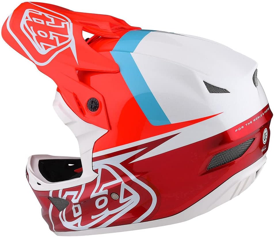 Troy Lee Designs D3 Fiberlite Full Face Adult Bicycle Helmet. Lightweight Fiberglass. Downhill, BMX Gravel MTB Bicycle Cycling - Men Women Girls Boys - Slant Red, X-Large