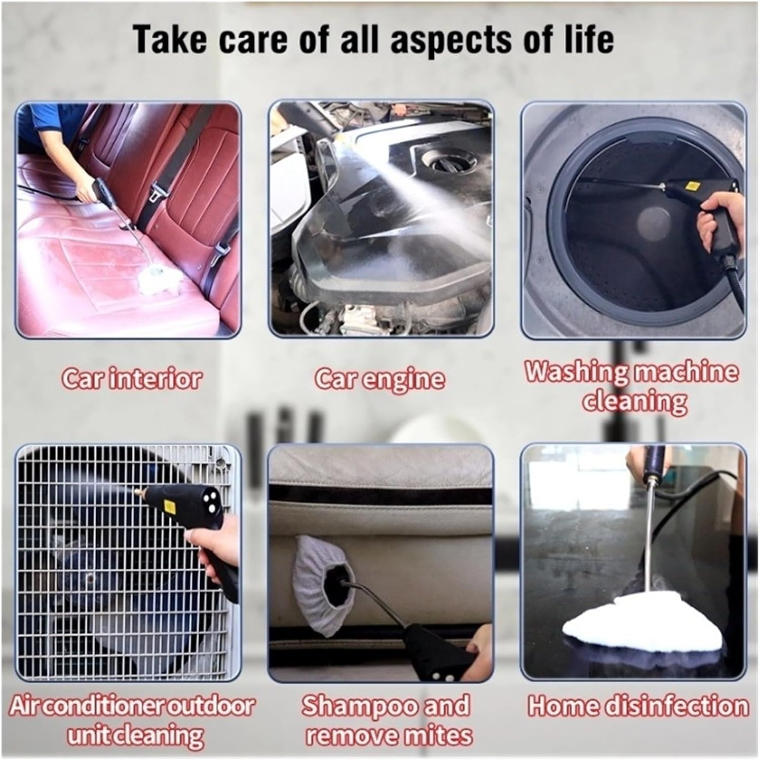 Handheld Household Steam Cleaner - High Pressure & High Temperature Compatible With Air Conditioner, Kitchen, Car, Furniture(L-9,110 V)