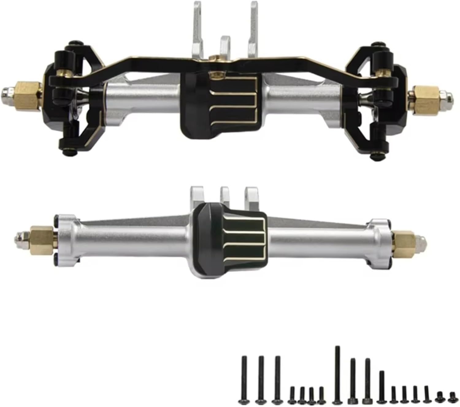 RC Car Accessories Compatible with TRX4M 1/18 RC Crawler Car Upgrade Parts 2Pcs Brass Aluminum Alloy Front and Rear Axle with Gear