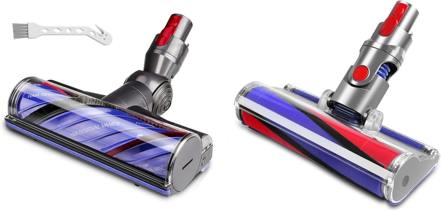Lemige Upgrade Quick Release Head Replacement Vacuum Attachment for Dyson V11 V15 V10 V8 V7 Models, 1 Pack Motor Head and 1Pack Soft Brush Head for Dyson Vacuum Parts & Accessories