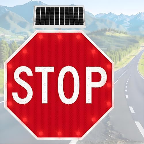 Solar Powered LED Stop Sign - 24