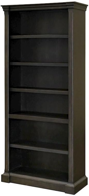 Starlight Wood Open Bookcase, 3 Adjustable Shelves, Fixed Shelf, Fully Assembled, Distressed Dark Brown Finish, 78-Inch Tall