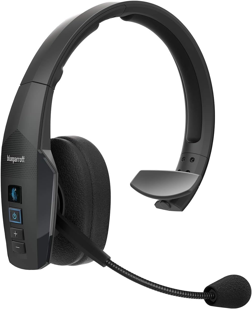 BlueParrott B450-XT Noise Canceling Bluetooth Headset for Android, iOS, Mac, Windows Bundle with Blucoil Headphones Carrying Case