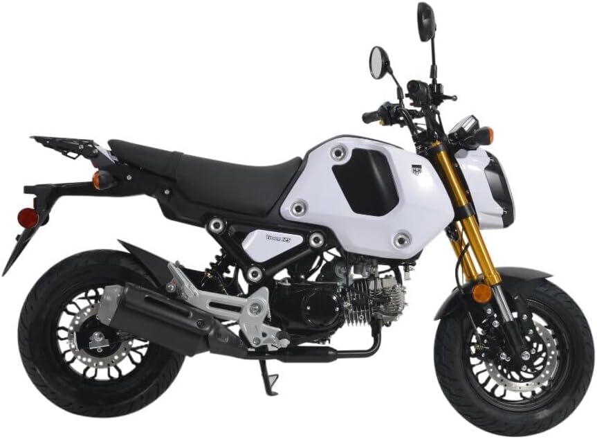 HHH 125cc Motorcycle Bike Vroom 125 Street Scooter 125cc Motorcycle Gas Bike, Scooter with Big Headlights (White)