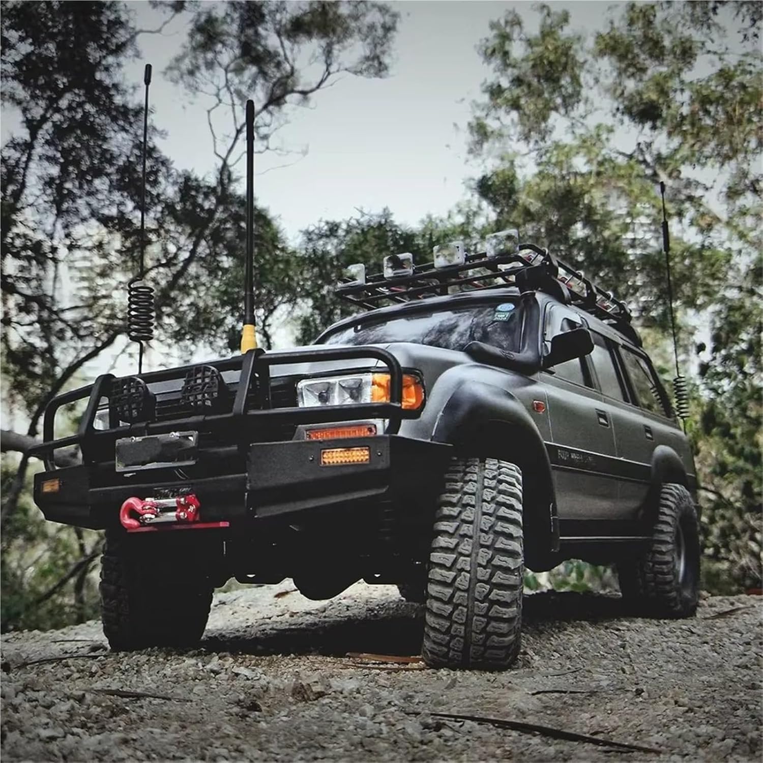 RC Car Parts Compatible with SCX10 for TRX4 for LC80 1/10 RC Crawler Body Bull Bars Metal Tube Front Winch Bar Bumper Upgrade Parts