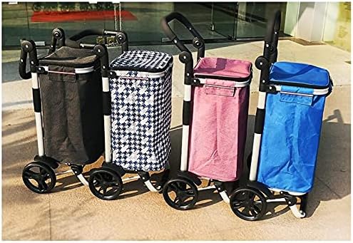 Collapsible Wagon Cart with Wheels Foldable Folding Wagons Carts Silent Universal Wheels,Shopping Cart 45L Shopping Trolley with Fabric Bag and Foldable Grocery Utility Climb Stair Cart for