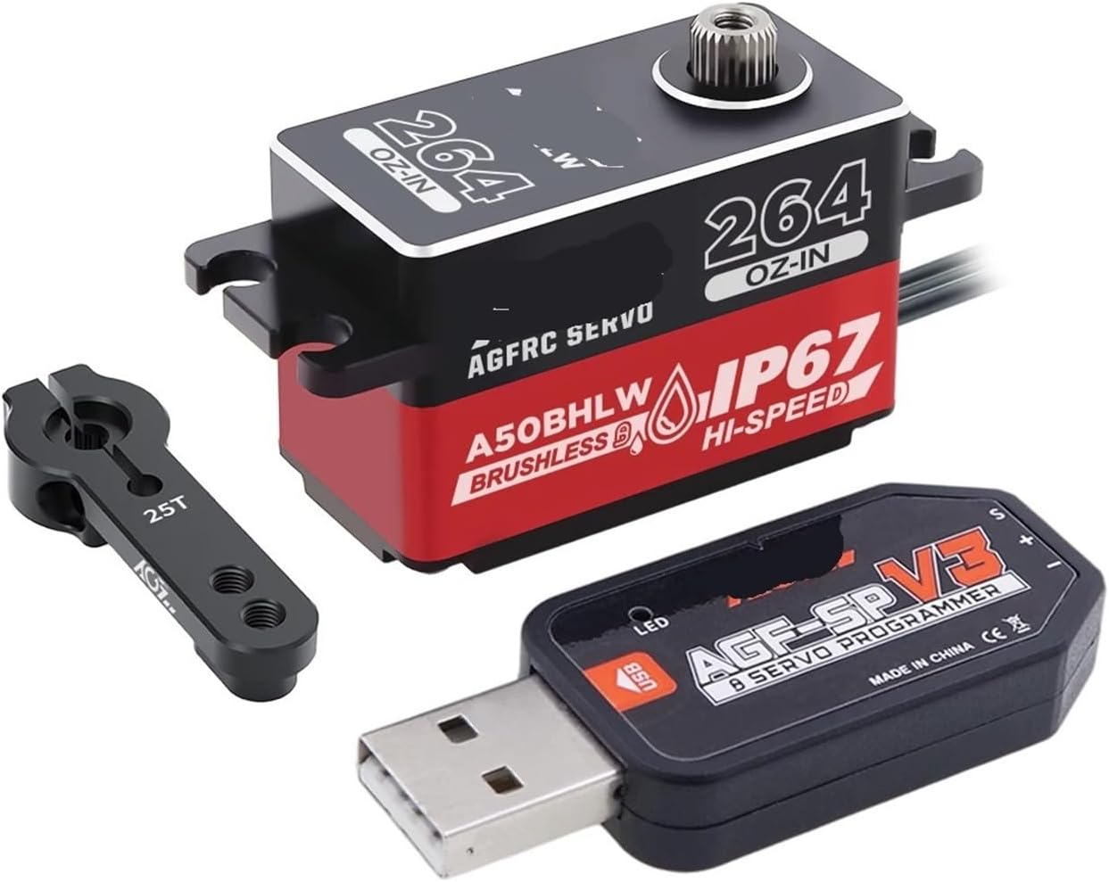 A50BHLW A50CH High Speed ​​19KG 18KG Waterproof IP67 Low Profile Brushless Coreless Remote Control Servo Suitable for 1/10 1/12(A50BHLW Set 3)