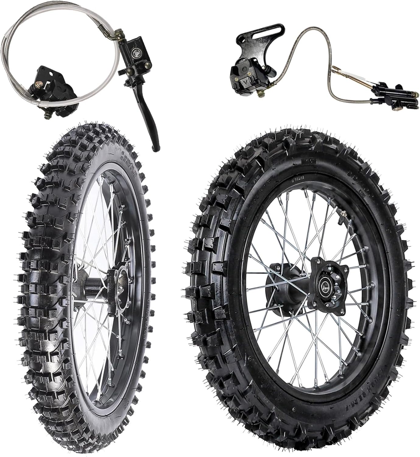 Dirt Bike Wheel Set Front 70/100-17 & Rear 90/100-14 – Includes Tires, Rims, Inner Tubes & 15mm Bearings – for 125cc-160cc Pit Bikes, CRF, TTR, KLX, Apollo, SSR, Monkey, Scooter