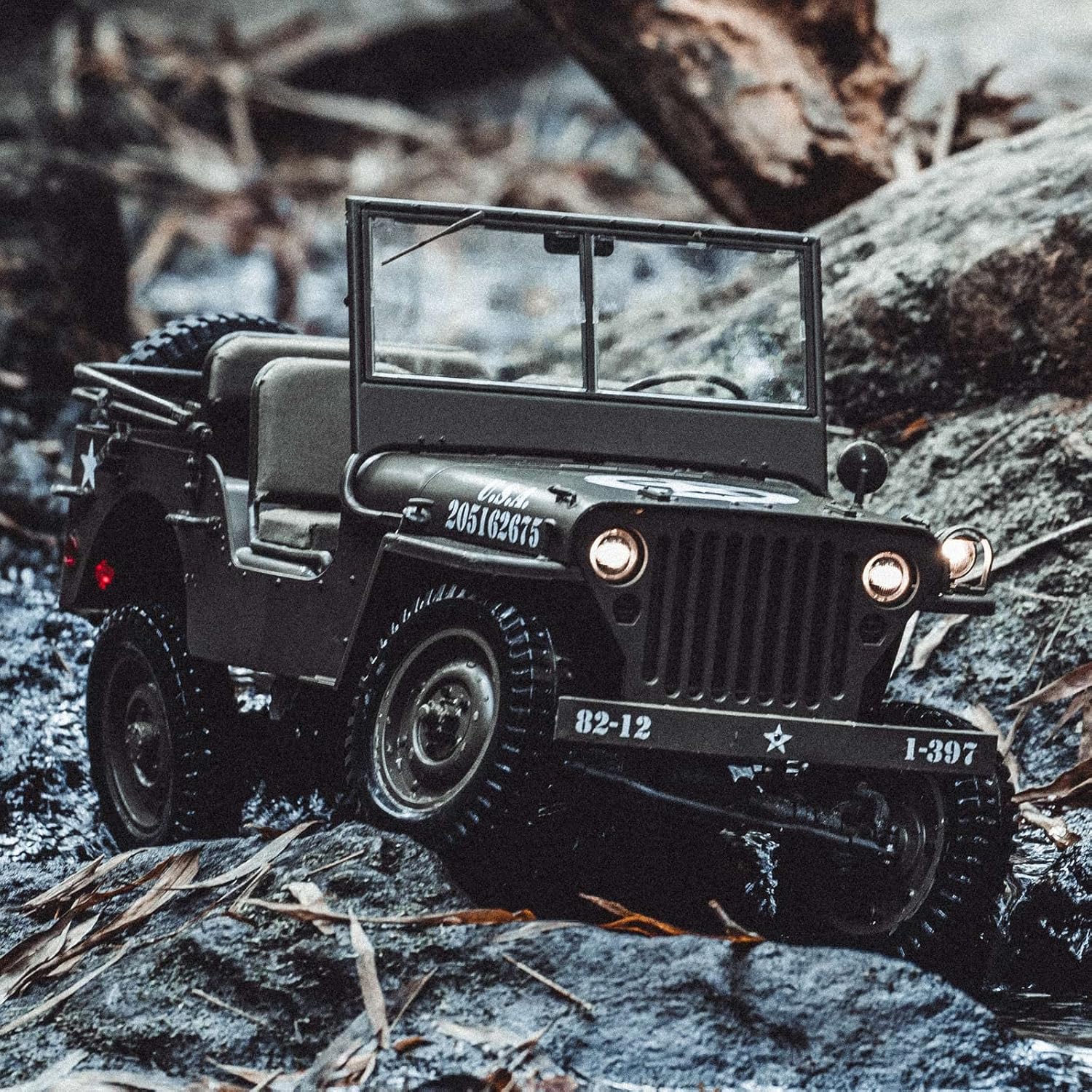 RocHobby 1/6 1941 MB Scaler RC Car, 4x4 Hobby Grade RC Car Mini RC Rock Crawler Military, 2.4Ghz RC Truck with 550 Brushed Motor, LED Lights for Adults Without Battery and Charger