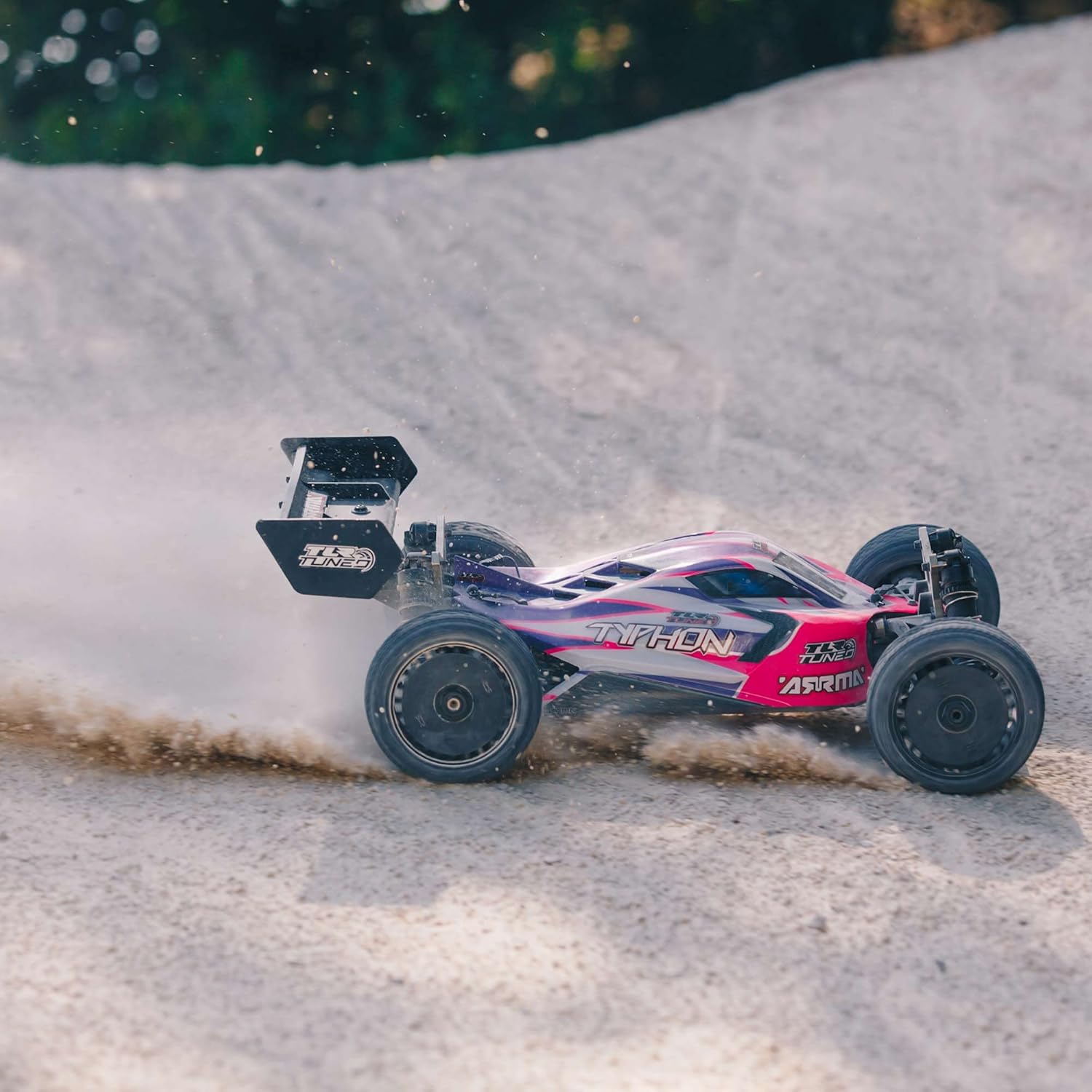 ARRMA RC Car 1/8 TLR Tuned Typhon 4WD Roller Buggy, Pink/Purple, ARA8306