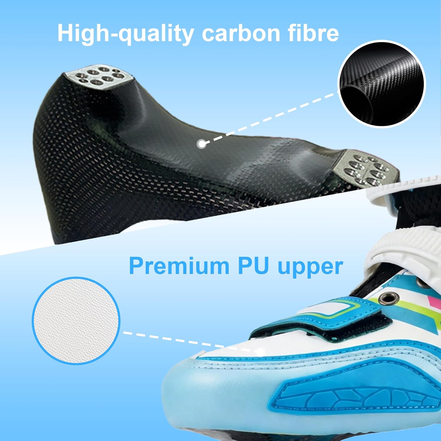 Inline Skates for Girls Boys, Performance Carbon Fibre Roller Skates Blades for Kids Ages 4-12 with PU Wheels, Fun Beginner Skates for Outdoor & Indoor