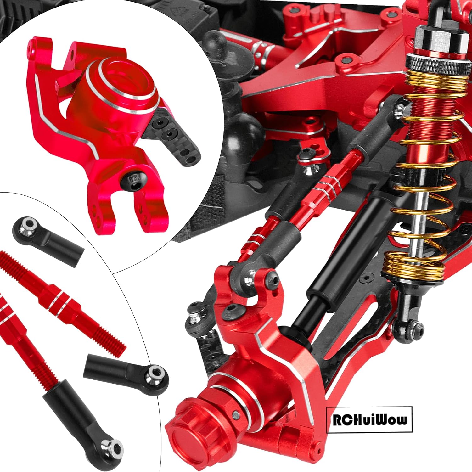 RC Upgrades Part for 1/8 Typhon 3S BLX,Shocks,Driveshafts,Transmission,Turnbuckles,A Arms,Caster Block Set,Center CVD &Support,25T Servo Saver,58T Slipper,Steering,Red