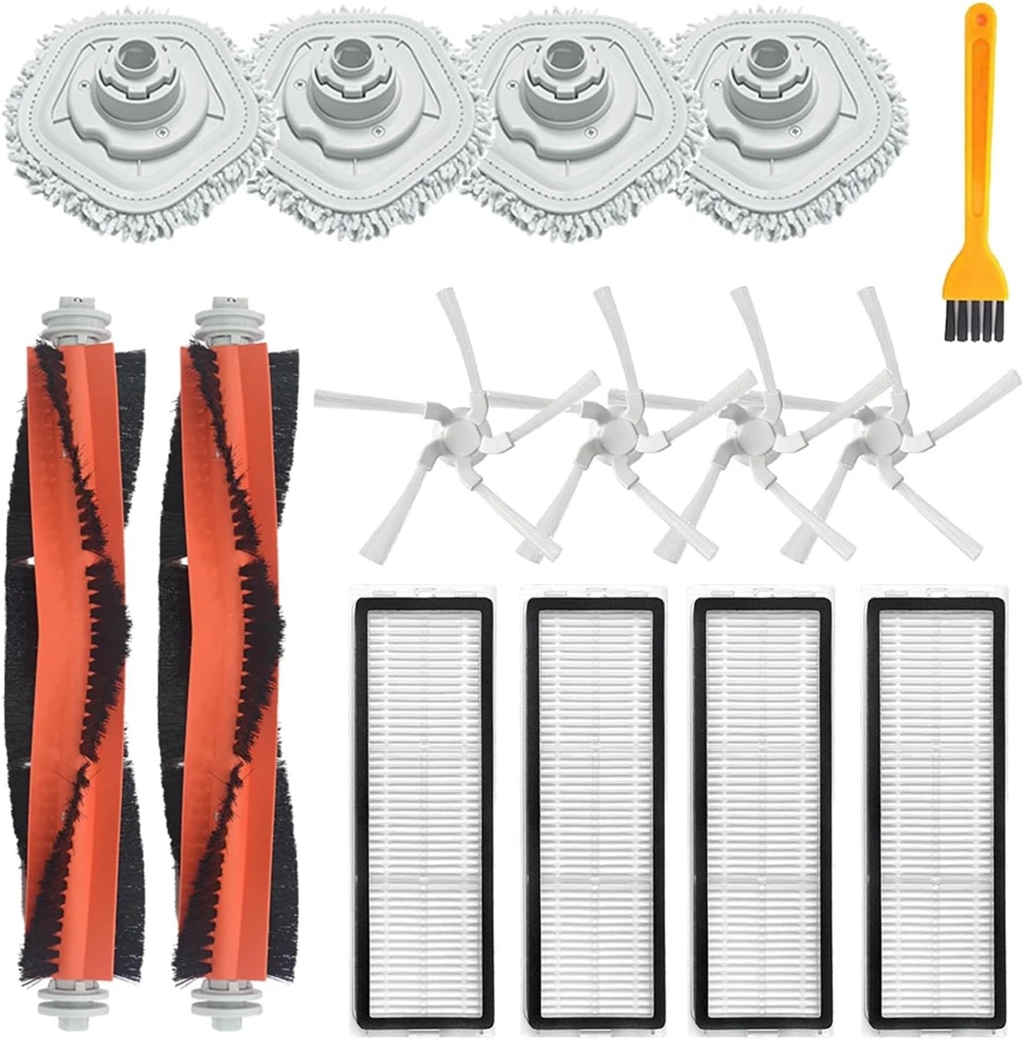 rqhdd Vacuum Attachment Replacement Filters Clean Mop Pads Side Brush Replacement Accessories Compatible with Dreame Bot W10/W10Pro Robotic Vacuum Cleaner, B-Set(15 pcs)