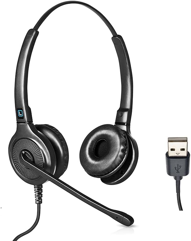 Leitner LH255 – Headsets for Call Centers – Works with All VoIP Phone Systems – Comfortable for All Day Wear – USB-A