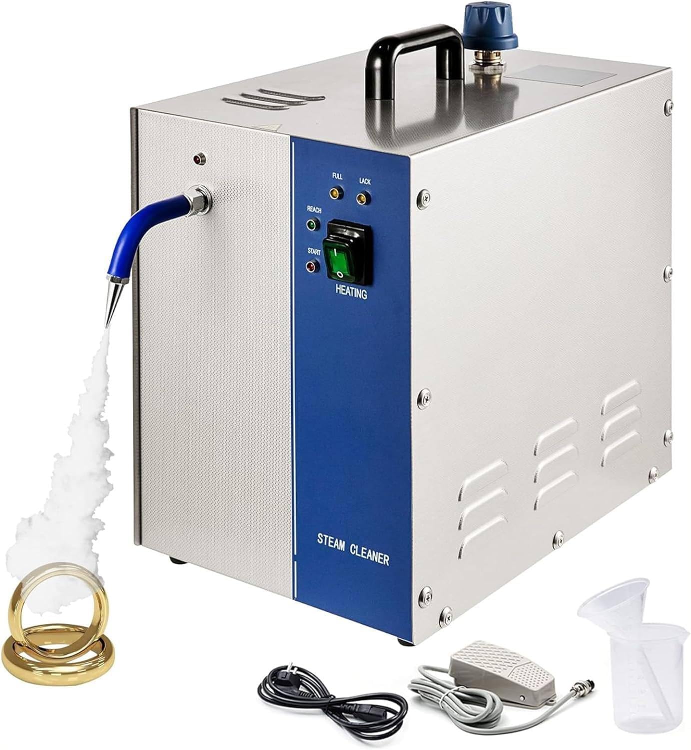 1300W/2200W 110v Stainless Steel High Pressure Jewelry Steam Cleaner, Professional Gem Washer Gold and Silver Jewelry Steam Cleaning Machine Goldsmith Equipment,4L