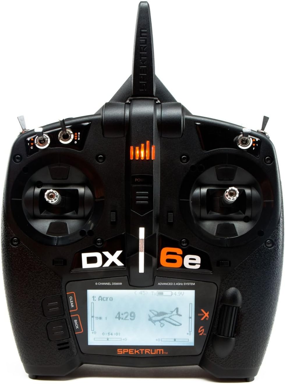 Spektrum DX6e 6-Channel DSMX 2.4GHz RC Radio Transmitter Only (No Receiver) with 250 Model Memory | Telemetry | Wireless Trainer Link, SPMR6655 , Black