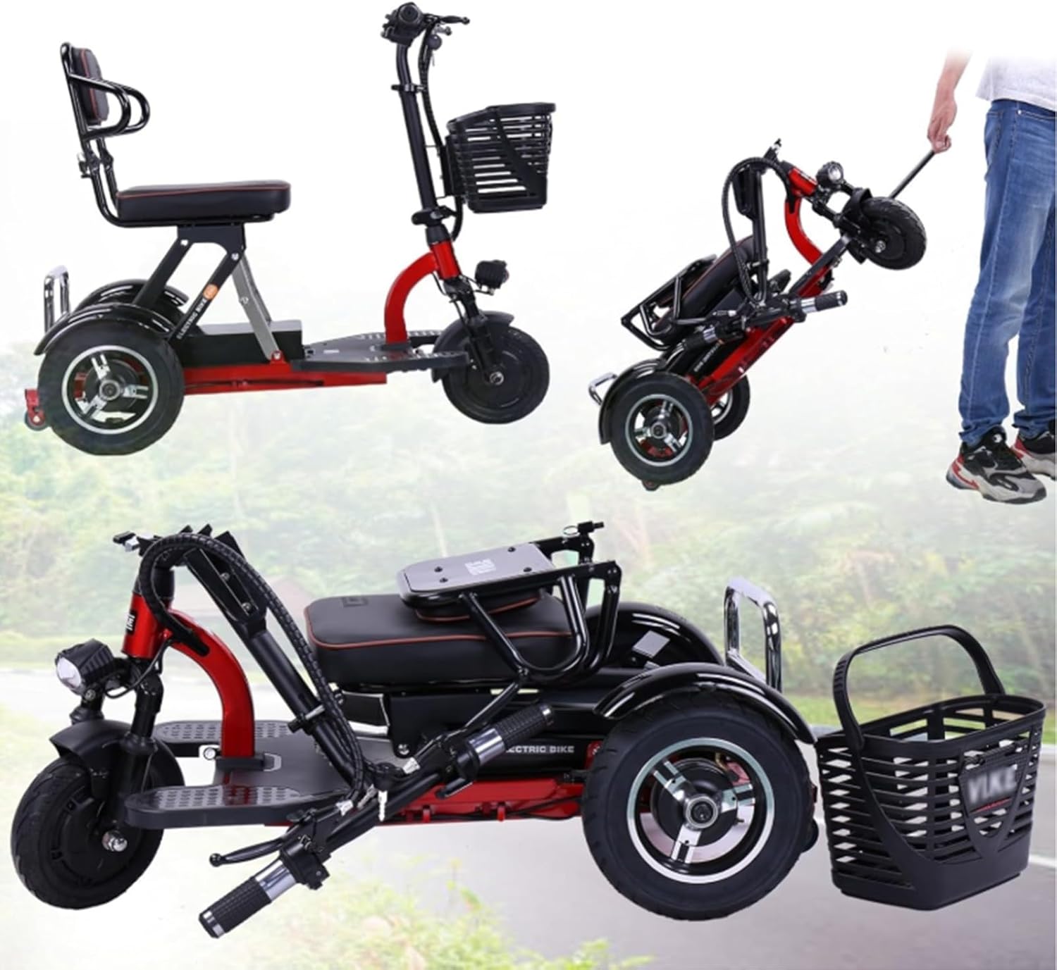 3 Wheel Mobility Scooter Lightweight 3-Wheel Mobility Scooter for Seniors & Adults 160Kg up to 55Km Battery Life Portable Folding Mobility Scooter Elderly