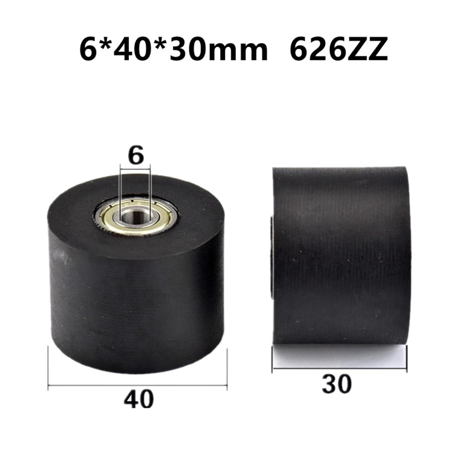 5pcs/20pcs Plastic Coated Bearing 6 * 40 * 30mm 626ZZ Bearing PU Soft Rubber Roller Guide Wheel Flat Pulley 6x40x30(20pcs)