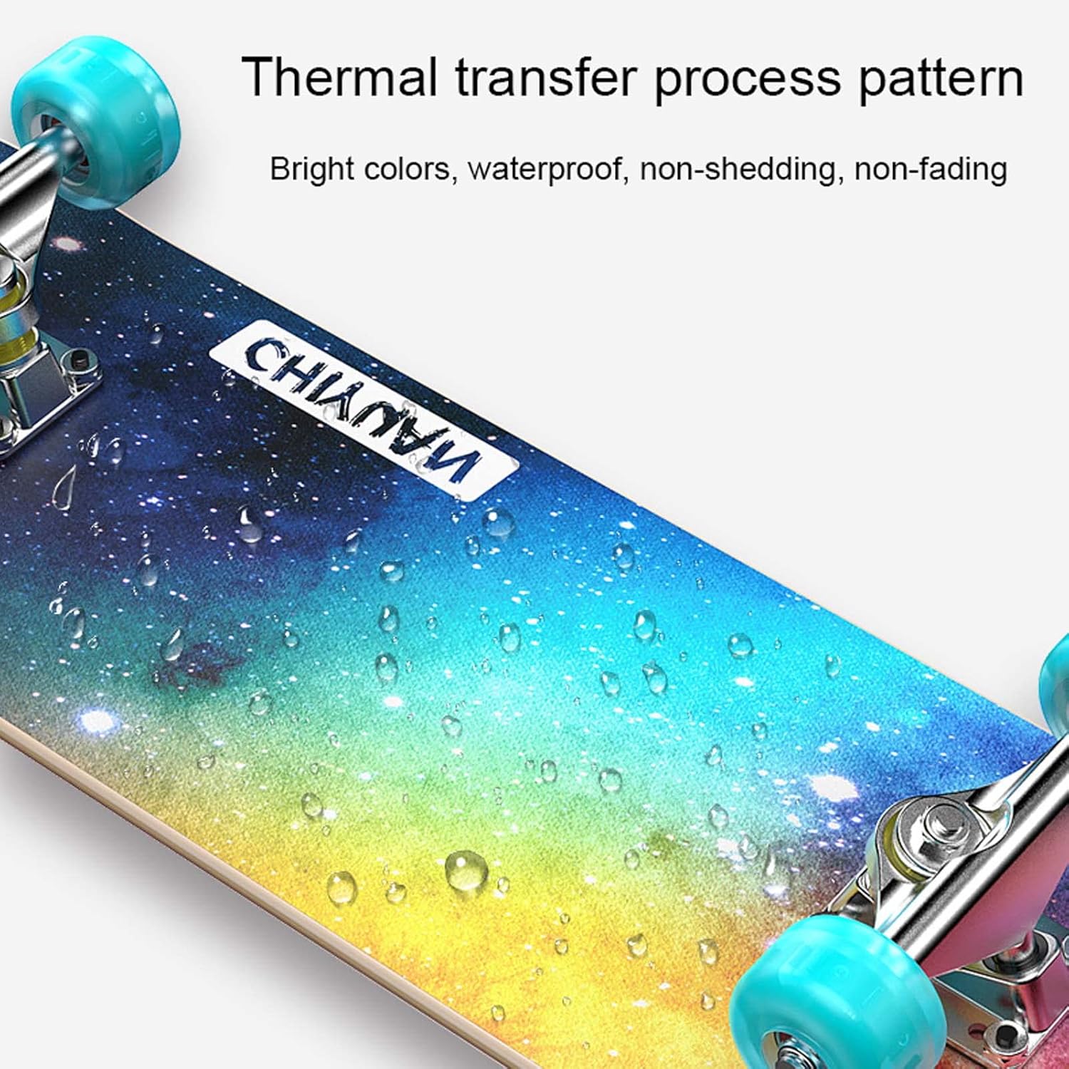 Skateboard 7-Layer Maple Deck with Colorful Flashing Wheels, Standard Skateboards for Beginners, Teens, Adults, Birthday Gift
