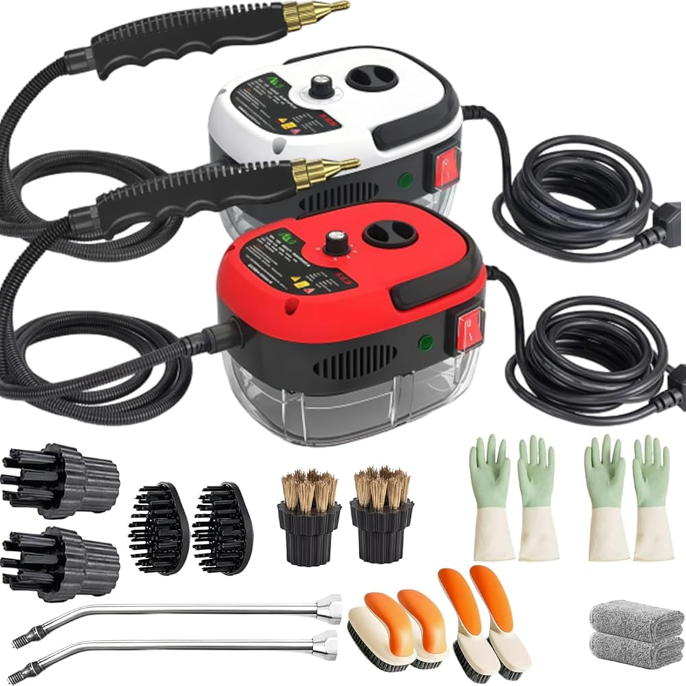 Limpiador A Vapor,High-temperature Handheld Steam Cleaner for Home 2500w, 6-Gears Adjustable, 15s Heat-Up, 1.2l Tank for Furniture,Kitchen,Grout,Floor,Tile, Couch and Car (2pcs,mix)